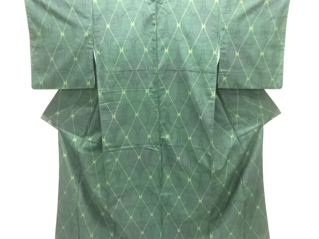 JAPANESE KIMONO / TOKAMACHI TSUMUGI / WOVEN KIKKO PATTERN